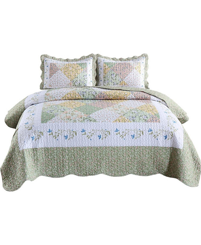 MarCielo 3 Piece Printed Quilt Set Bedspread Set B029 - King