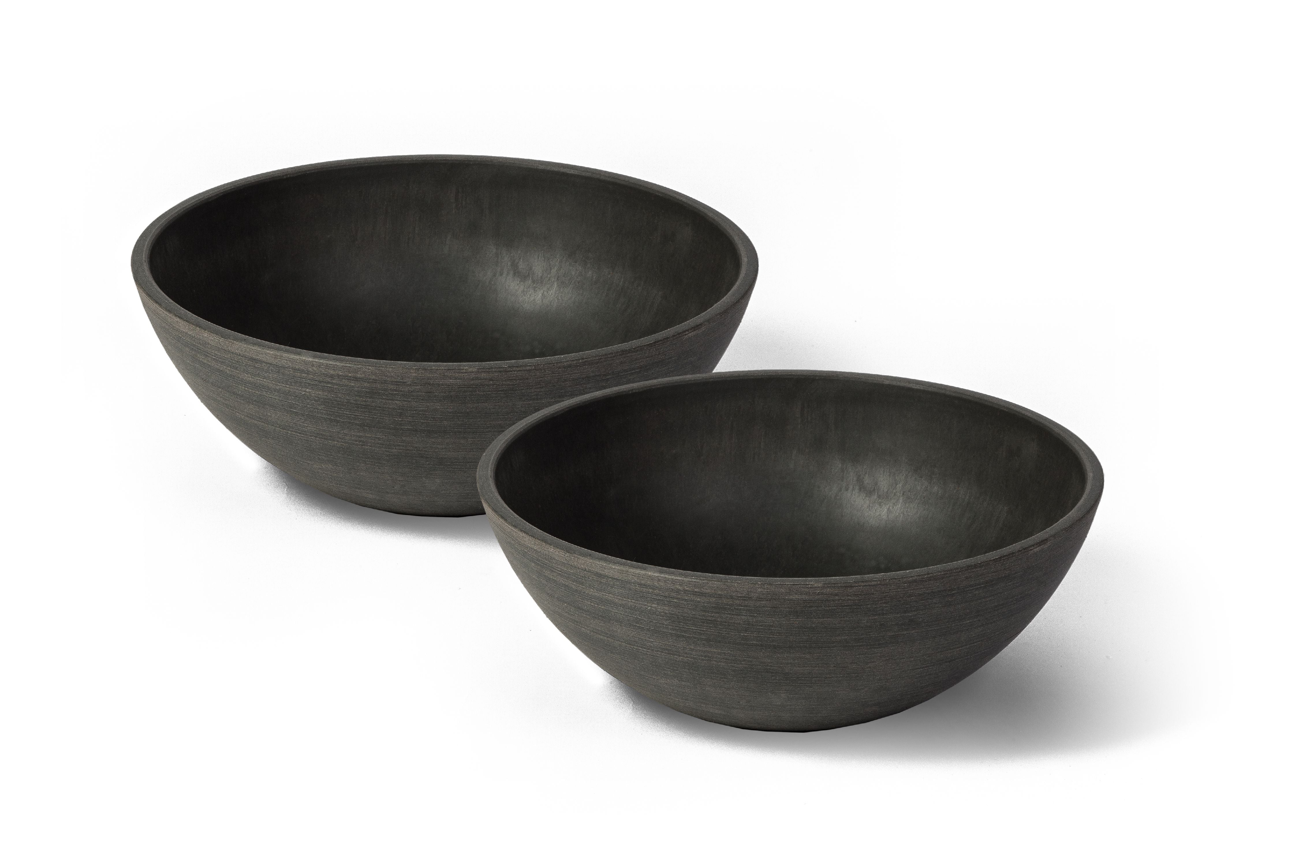 Algreen Valencia Planter, Bowl Planter, 12-In. Diameter by 4.75-In., Spun Chocolate, 2 Pack