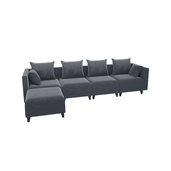 Wrapped In Luxe Velvet， Sectional Sofa Samll L Shape Modular Couch With 6 Pillows For Living Room Durable