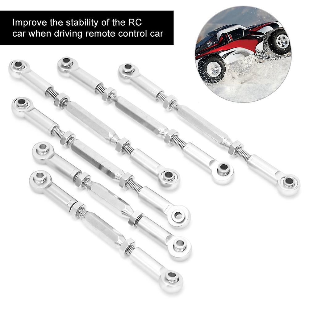 6pcs Rc Car Pull Rod Set Upgraded Accessories Fit For Ecx 1/10 2wd Rc Hobby Carsilver For Ecx1046s