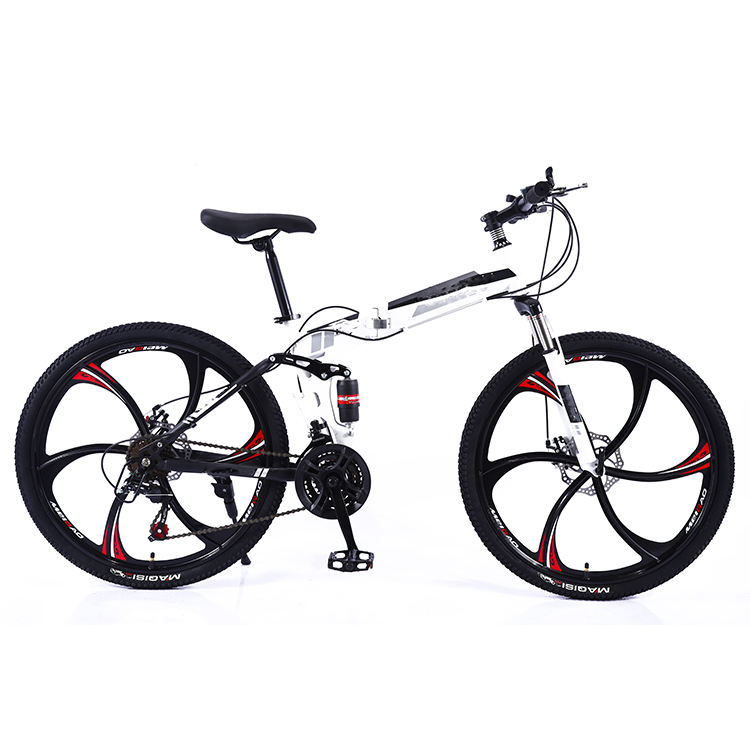 Factory Supply 26 Inch 21/24/27 Speed Double Disc Brake Portable Folding Mountain Bike Bicycle