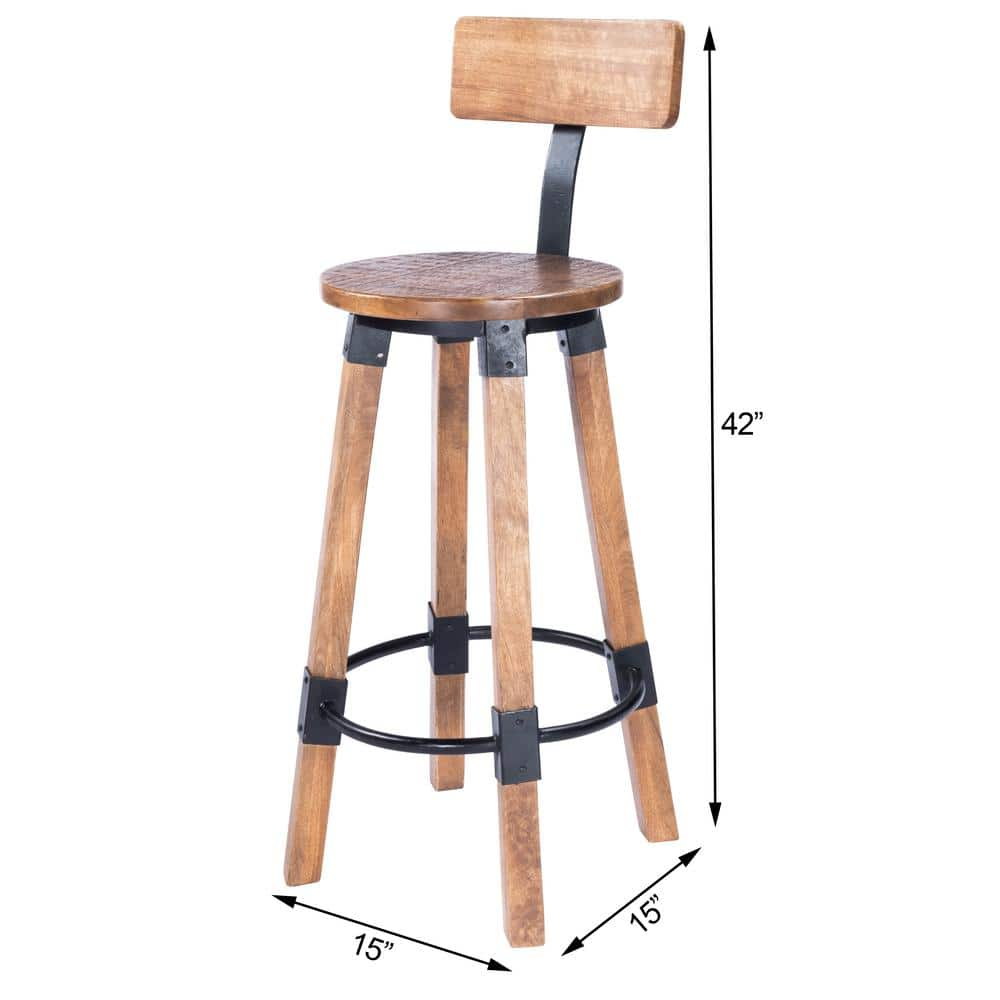 Butler Specialty Company Mountain Lodge Wood and Metal Bar Stool 42.0 in. H x 15.0 in. W x 15.0 in. D 5480330