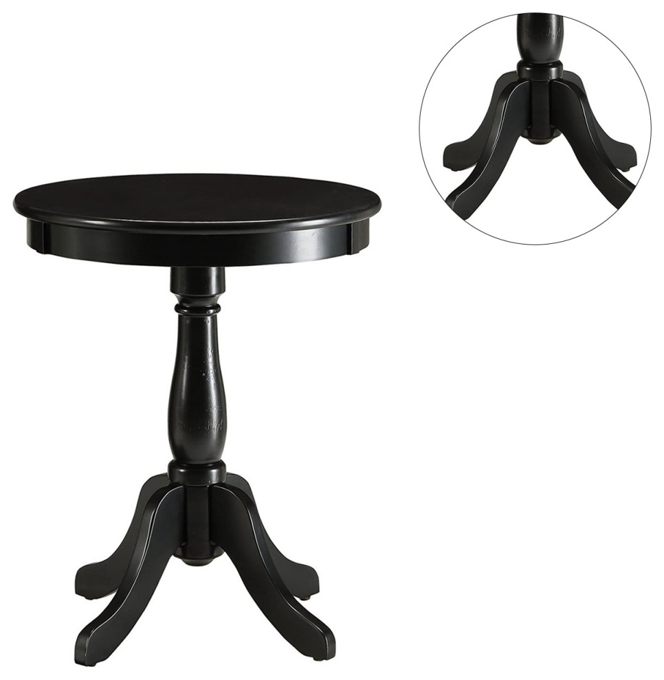 Wooden Side Table with Pedestal Base  Black   Traditional   Side Tables And End Tables   by Simple Relax  Houzz