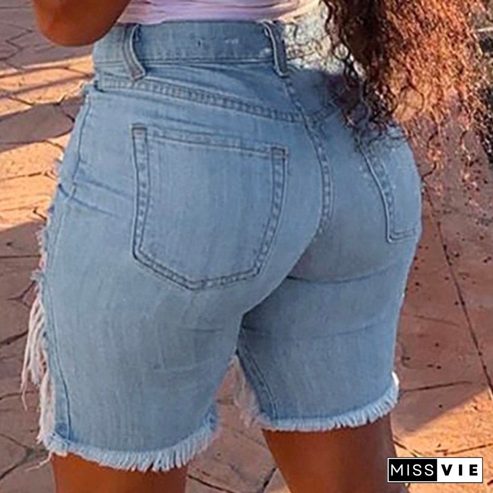 Women Summer Fashion Jeans Shorts Sexy Ripped Hole Denim Shorts Ladies Casual Skinny Bodycon Shorts Plus Size S-5XL