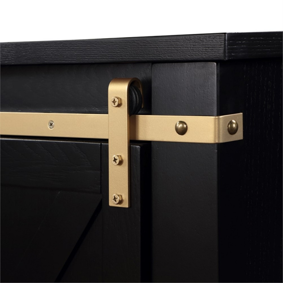 Furniture of America Birch Wood 72 quotLength TV Stand in Black and Gold   Transitional   Entertainment Centers And Tv Stands   by Homesquare  Houzz