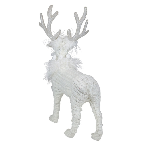 Cable Knit Sweater Standing Reindeer Christmas Figure