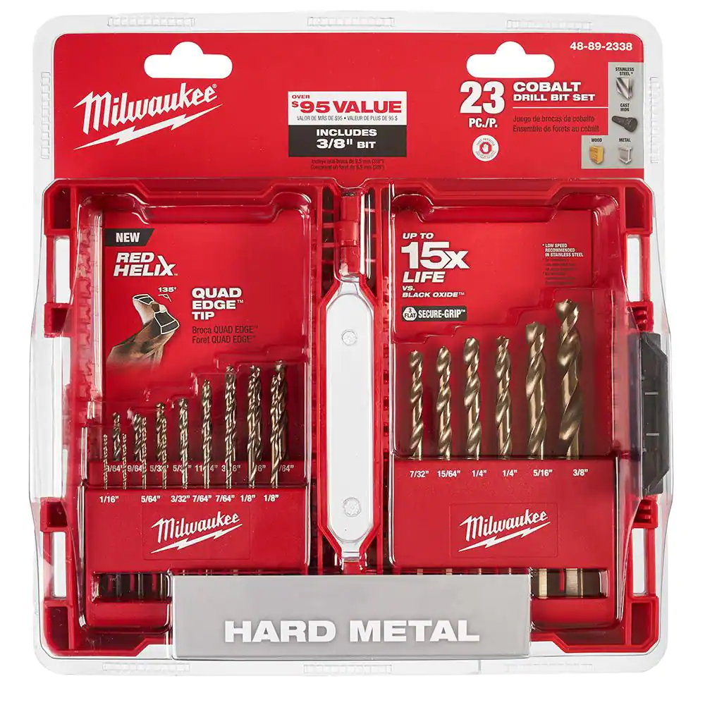 Milwaukee 48-89-2338 Cobalt Red Helix Drill Bit Set for Drill Drivers (23-Piece)