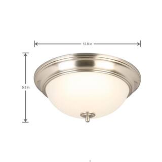 Commercial Electric 13 in. 180-Watt Equivalent Brushed Nickel Integrated LED Flush Mount with Frosted Glass Shade (2-Pack) JAL8011LBN