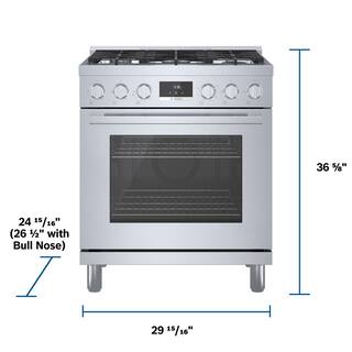 Bosch 800 Series 30 in. 3.7 cu. ft. Industrial Style Gas Range with 5-Burners in Stainless Steel HGS8055UC