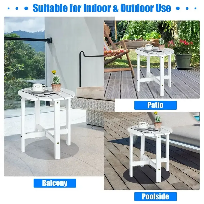 18’’ Outdoor Round Bistro Side Table Wood Slat End Table for Garden