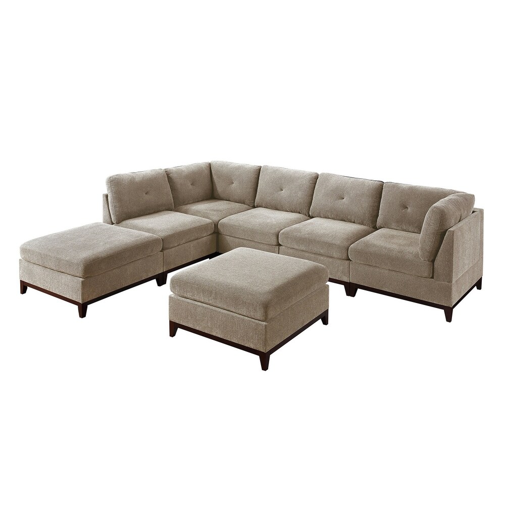 Living Room Furniture L Sectional Couch 7pc Set