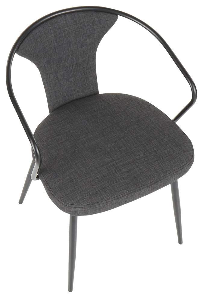 Waco Industrial Upholstered Chair  Black Metal and Dark Grey Fabric   Midcentury   Dining Chairs   by HedgeApple  Houzz