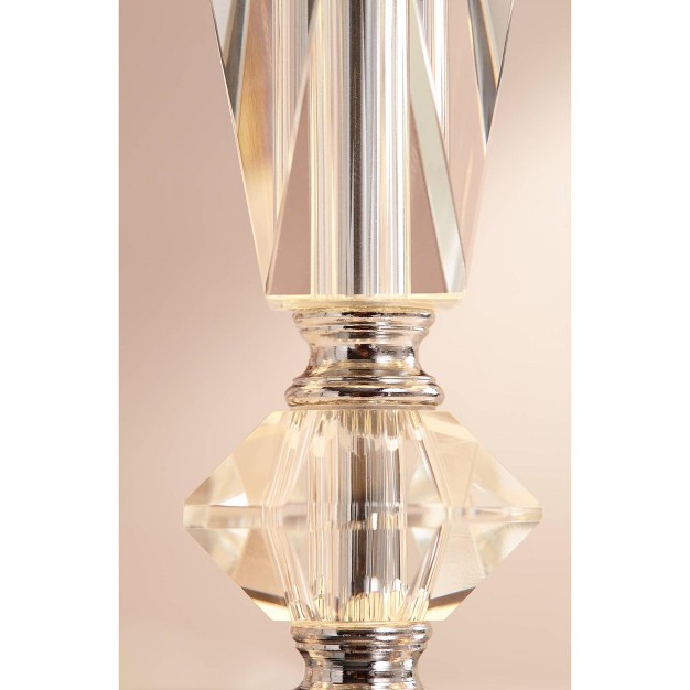 High Clear Crystal Column White Tapered Drum Shade For Living Room Bedroom Bedside Office