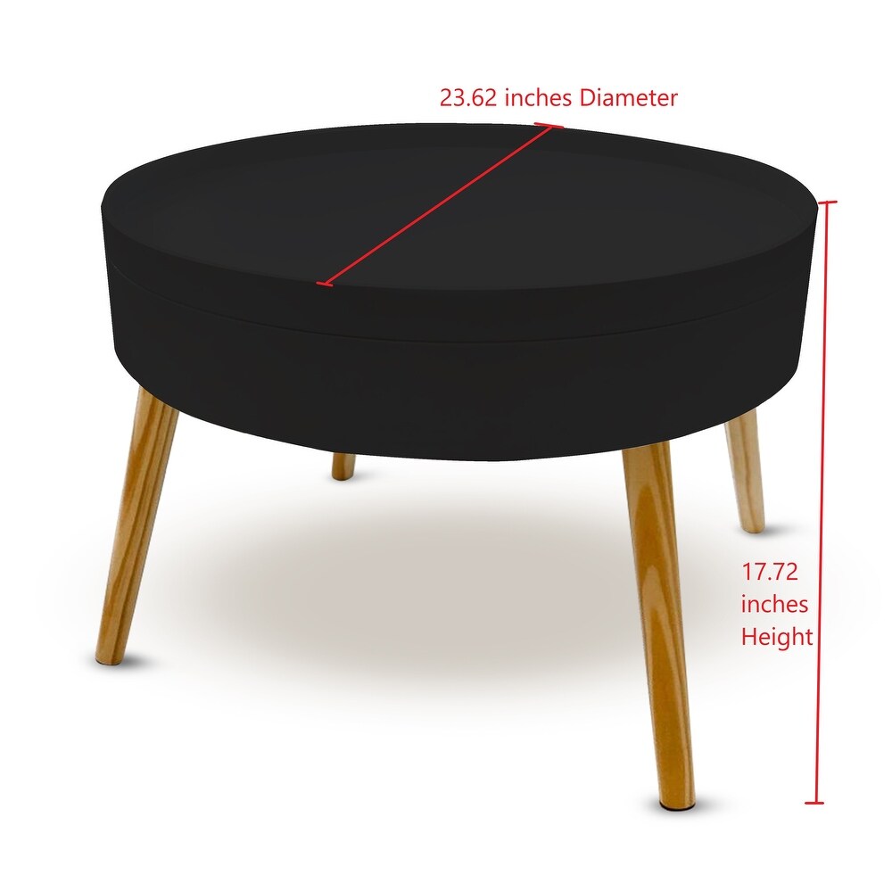 Zoe Mid Century Modern Round Coffee Table with Storage