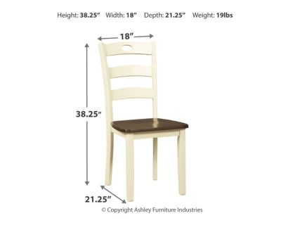 Signature Design by Ashley Woodanville Cottage Ladderback Dining Chair， 2 Count， Cream and Brown