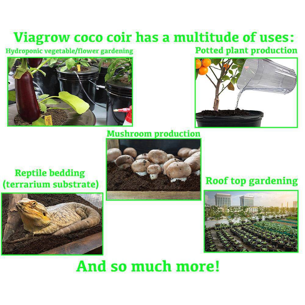 Viagrow 11 lb. (5KG) Coconut Coir Block  1LB earth worm castings Coco Coir and earth worm castings (expands up to 18 gallons) VCCB5-VEWC1