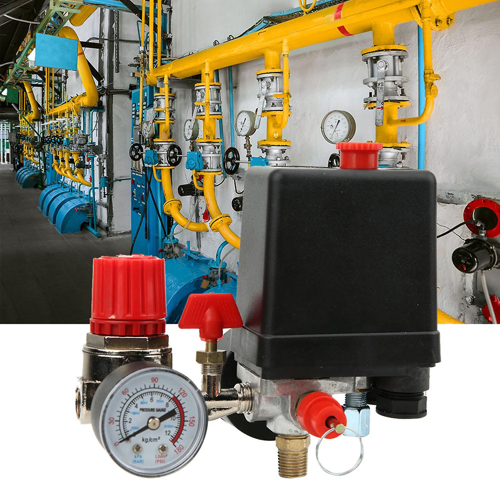 Pressure Valve Switch 4-holes Manifold Relief Regulator Gauges Air Compressor Accessories