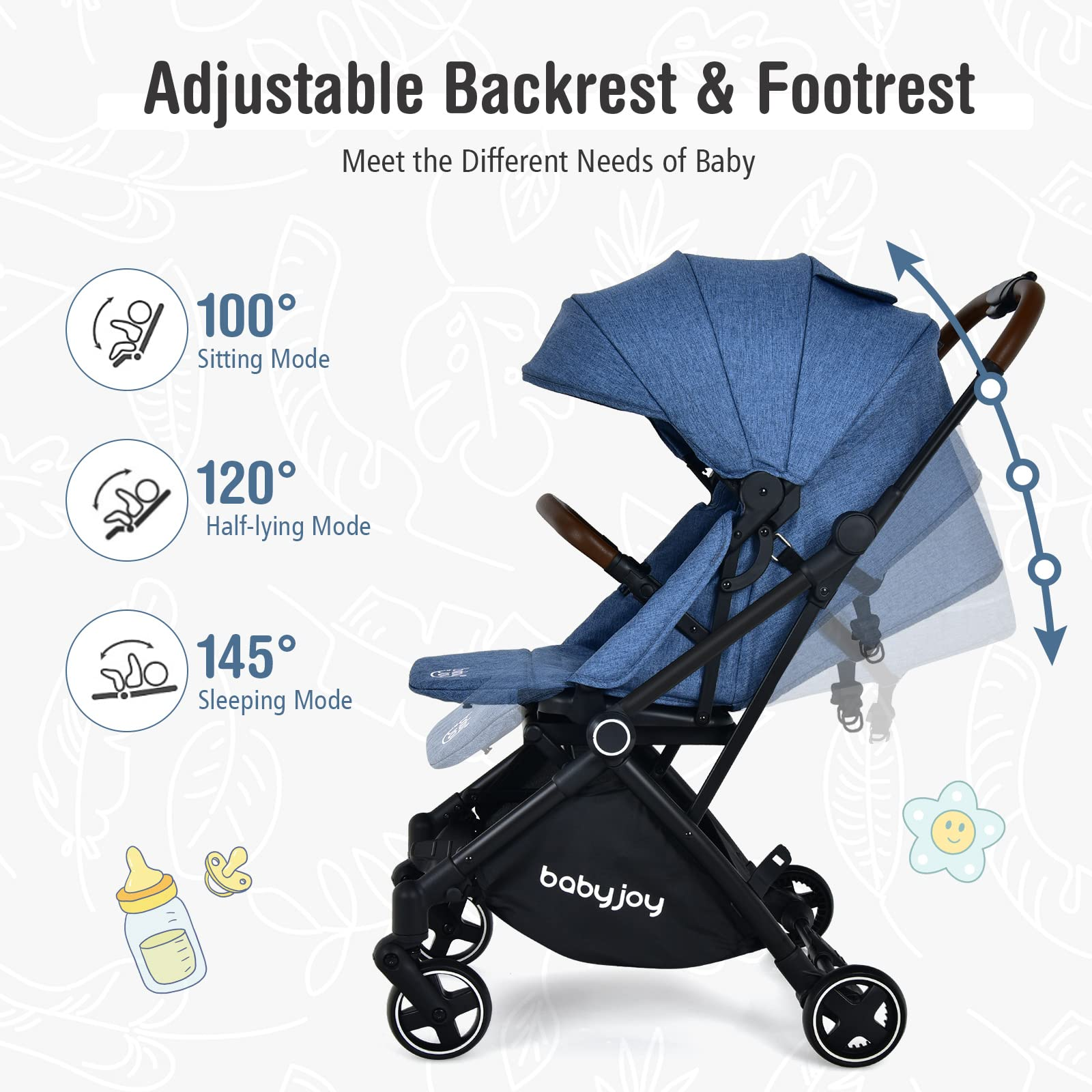 BABY JOY Baby Stroller, Foldable High Landscape Infant Carriage Newborn Pushchair with Reversible Seat