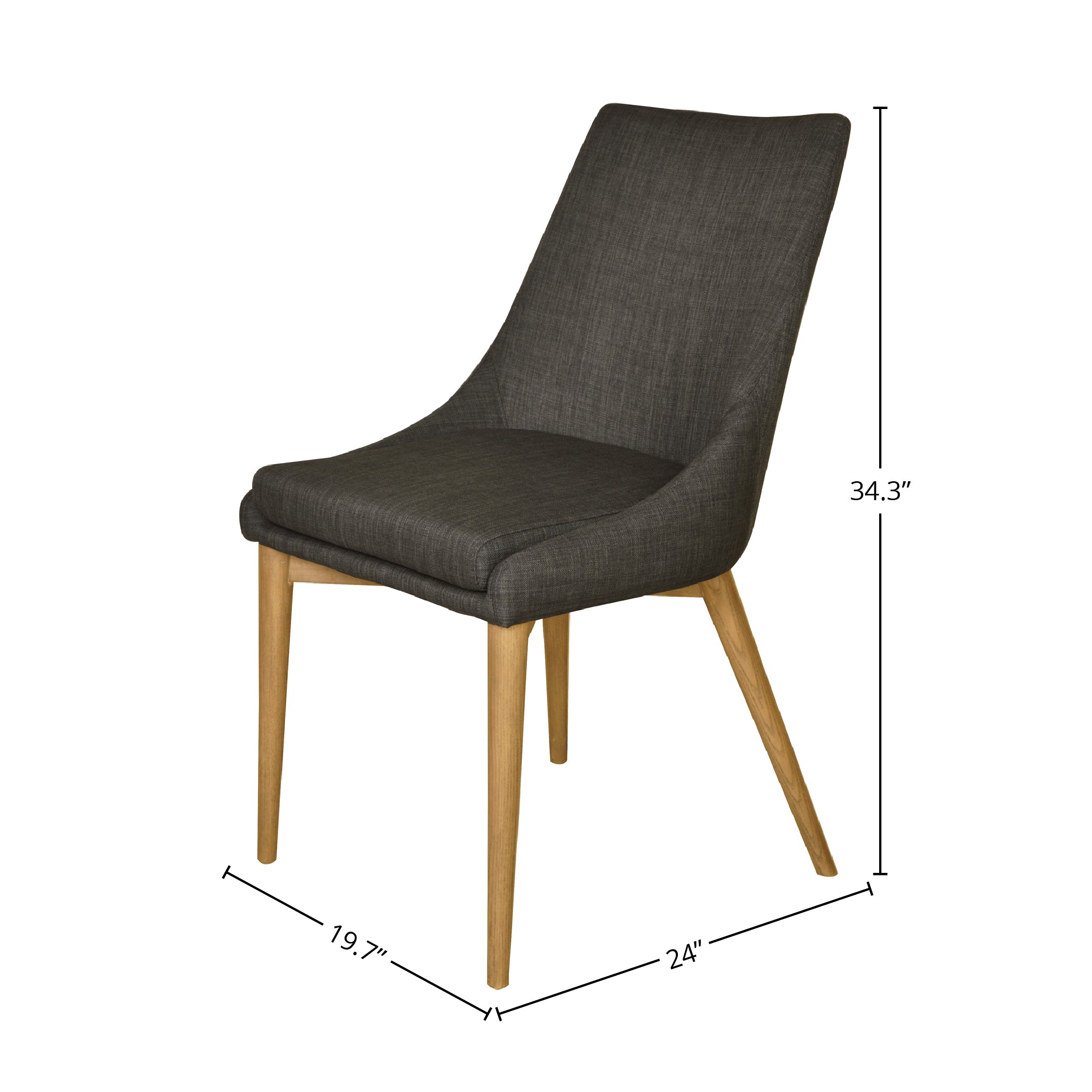 Fritz Side Dining Chair - Dark Grey Natural Leg