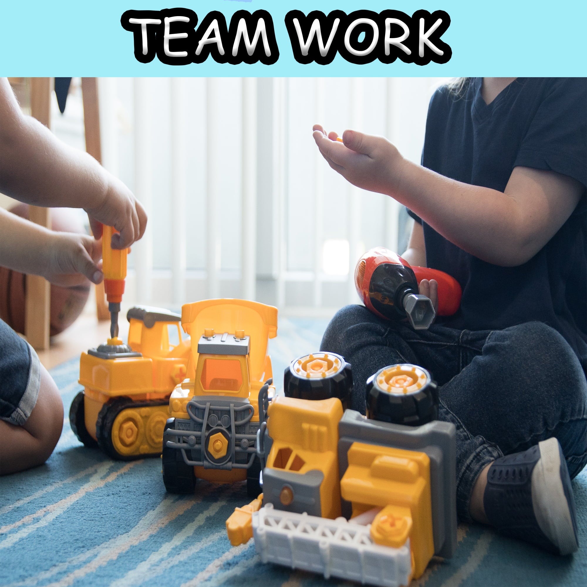 Take Apart Truck Toys for Boys and Girls， Set of 3 Construction Vehicles for Kids， Build a Dump Truck， Excavator and Crane， Take a Part Truck Toy with Drill and Tools for Toddlers 2-5 Years Old