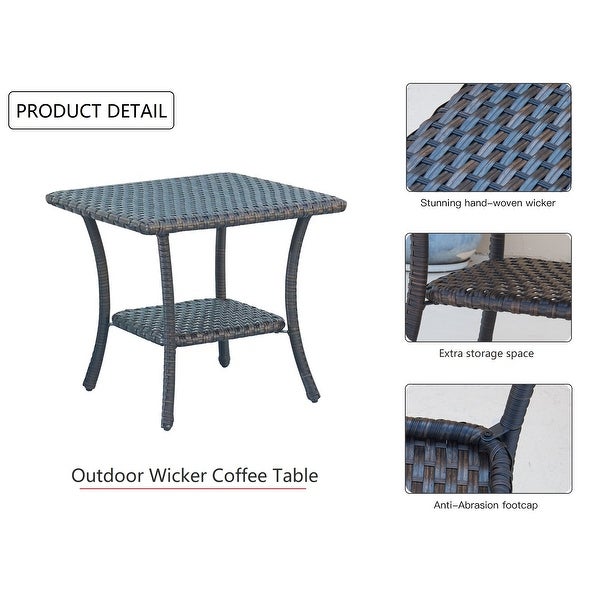 Outdoor Patio Side Table Rattan PE Wicker Table