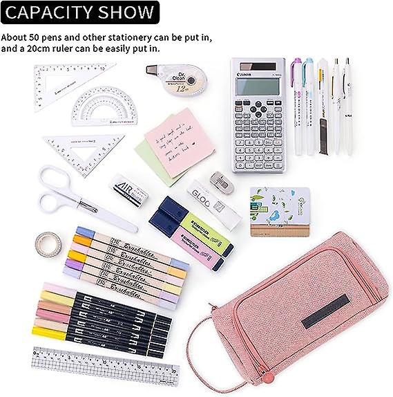 Big Capacity Pencil Case Pouch Pen Case Simple Stationery Bag School College Office Organizer For Teens Girls Adults Student-pink