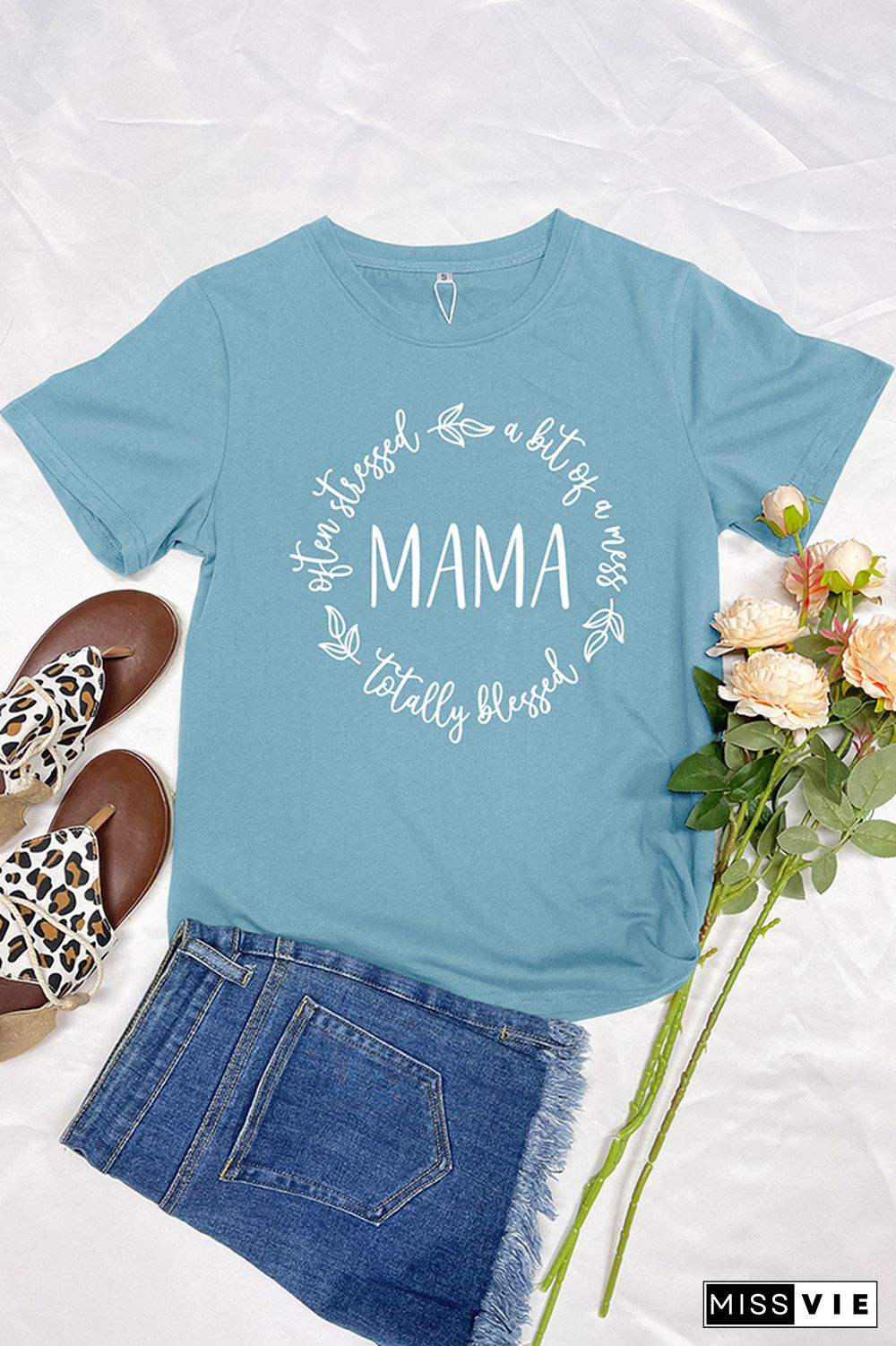 Blessed Stressed and a Mess MAMA Short Sleeve Graphic Tee Wholesale