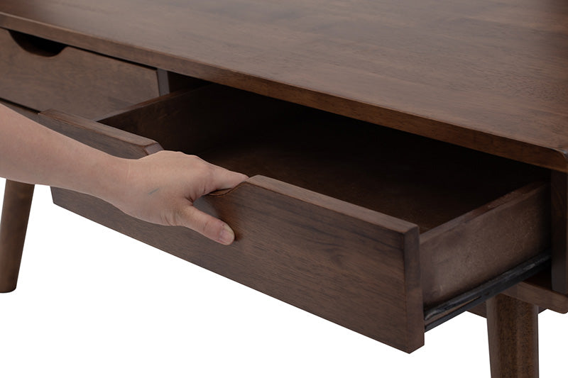 LAMAR Coffee Table with 2 Drawers 106cm - Walnut