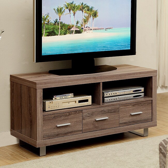 Dark Taupe Reclaimed look 48 inch TV Console with 3 Drawers