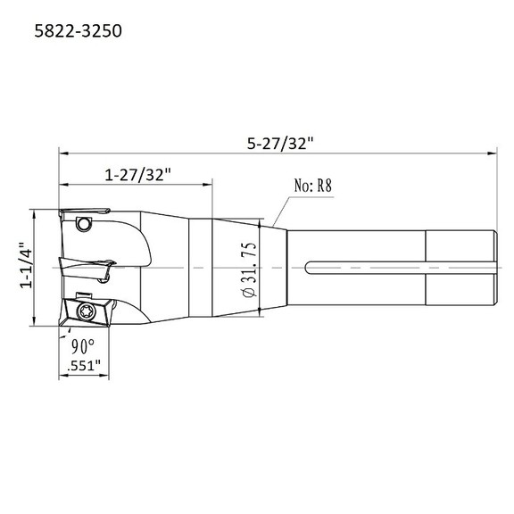 ABS Import Tools 1 1/4 90 DEGREE R8 INDEXABLE END...