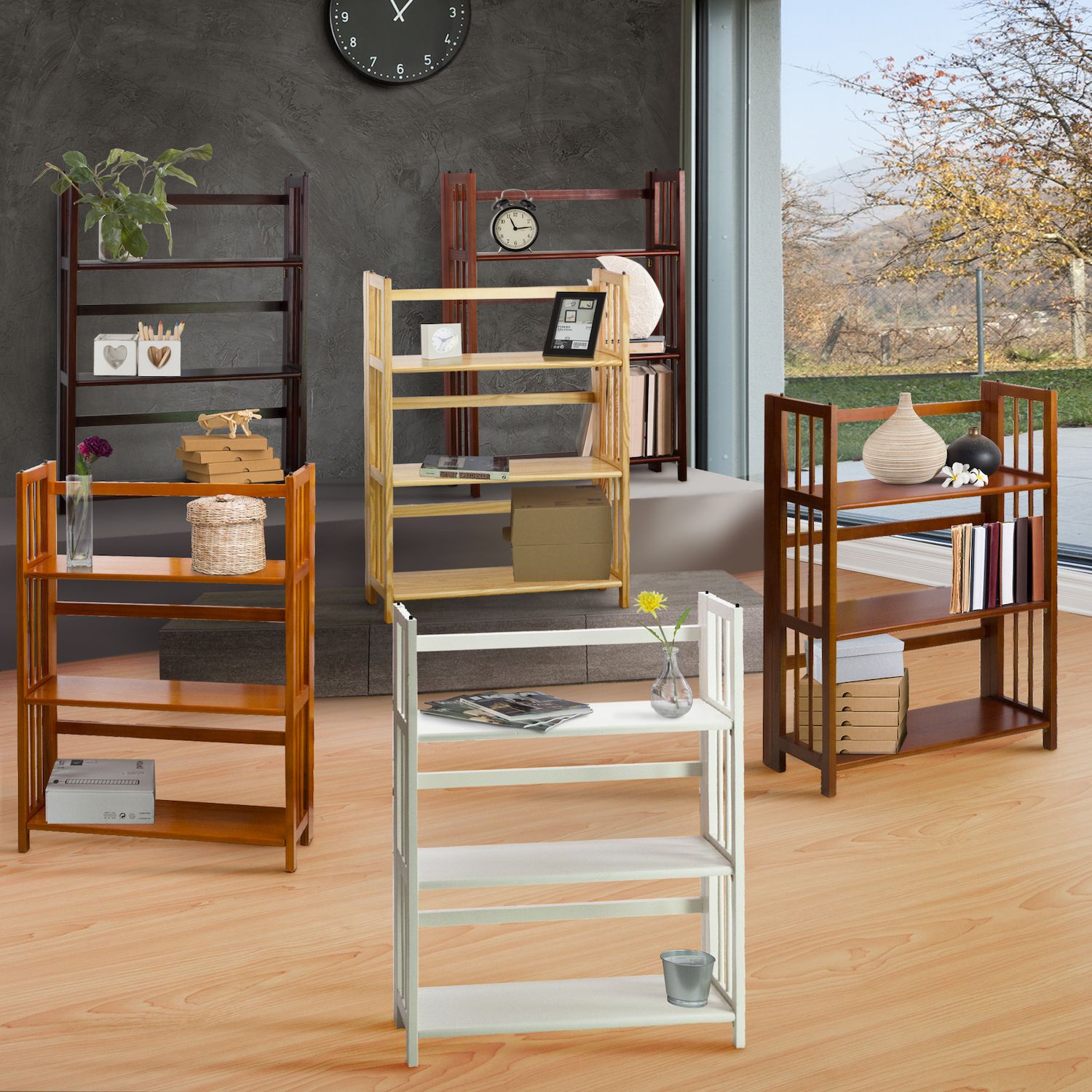 Casual Home 3-Shelf Folding Stackable Bookcase