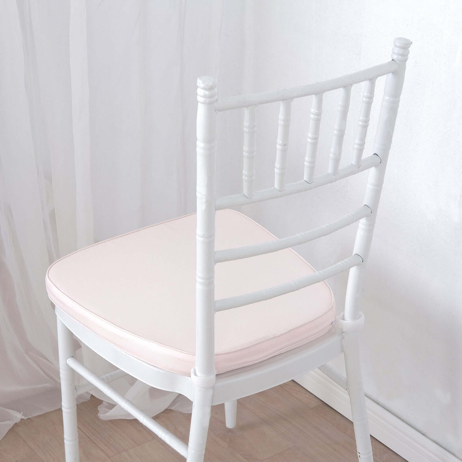 Blush Chiavari Chair Pad, Memory Foam Seat Cushion With Ties and Removable Cover 1.5