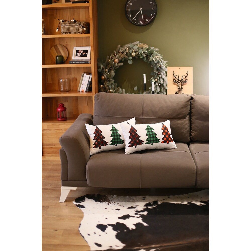 Christmas Tree Lumbar Printed Pillow Covers (Set of 2)