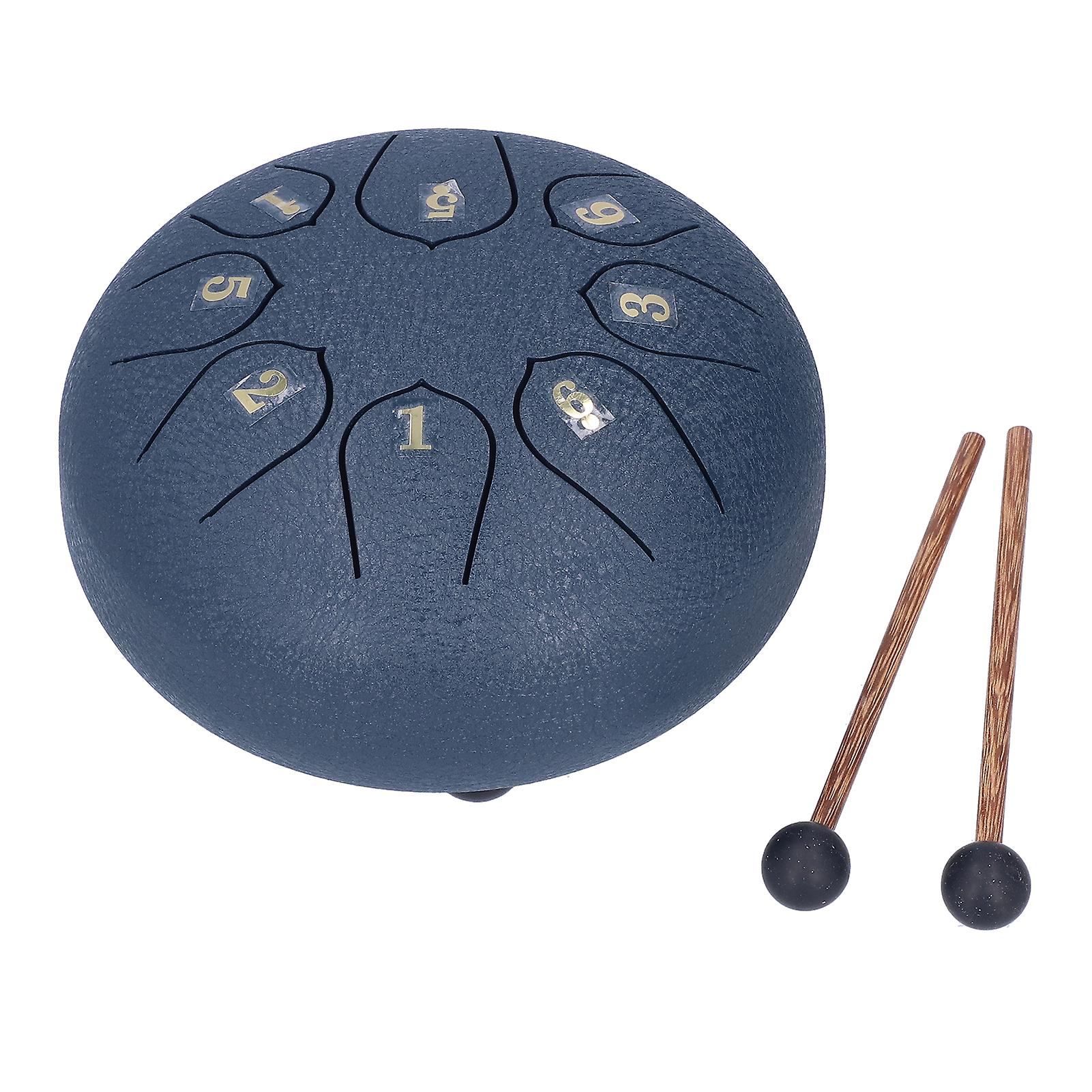 6in 8 Tones Tongue Drum With Mallets Music Book Musical Percussion Instruments For Meditation Entertainmentnavy Blue