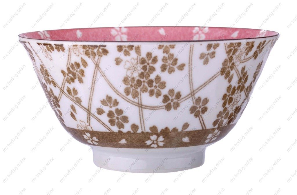 M.V. Trading MVSZ3/PK Pink Foral Soup Bowl， 5¼-Inch， Set of 4