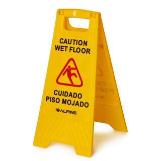 Alpine Industries 24 in. Yellow Multi-Lingual Caution Wet Floor Sign (10-Pack) 499-10PK