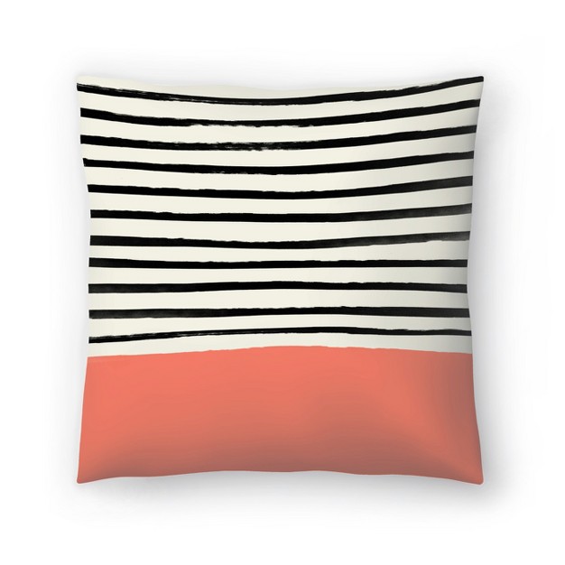 Americanflat Boho Abstract Coral By Leah Flores Throw Pillow