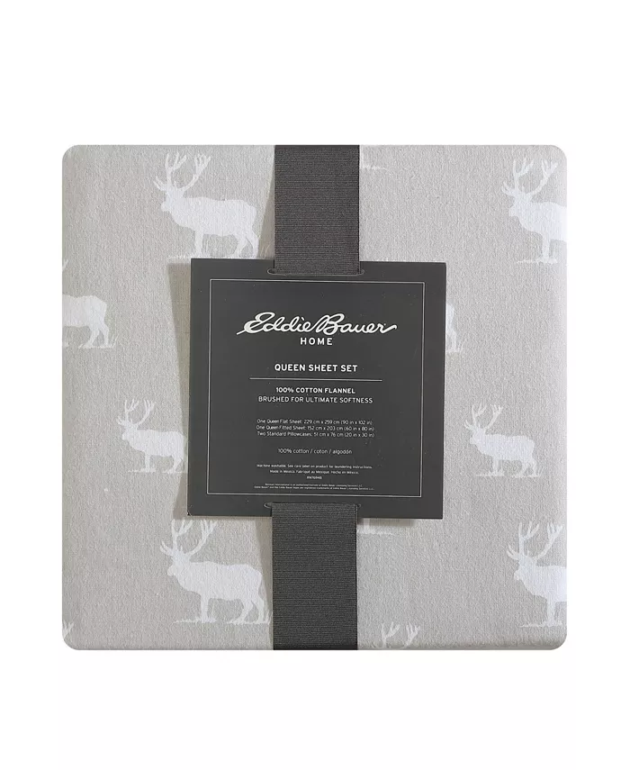 Eddie Bauer Elk Grove Cotton Flannel 4 Piece Sheet Set， Queen