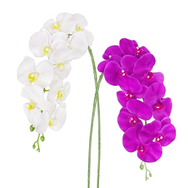 Set of 3 Natural Touch White Artificial Phalaenopsis Orchid Flower Stem Spray 40in