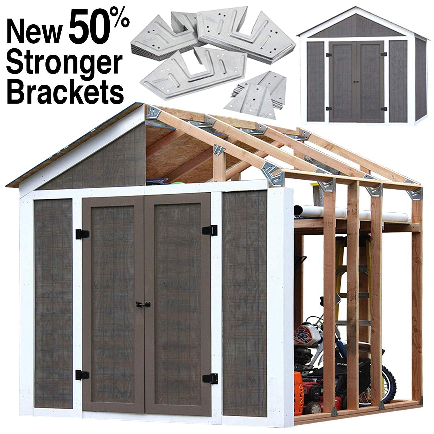 EZ Shed 3 Size Bracket Framer 7' x 8' DIY Framing Kit, Peak Style (2 Pack)