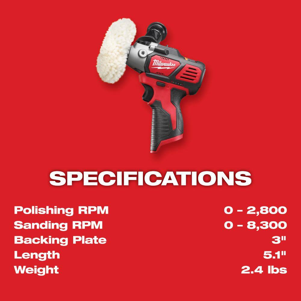 MW M12 12V Lithium-Ion Cordless Variable Speed PolisherSander (Tool-Only) 2438-20