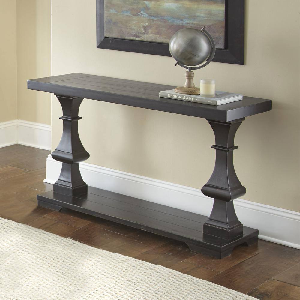 Dory 48 in. Ebony Standard Rectangle Wood Console Table with Storage DY200S