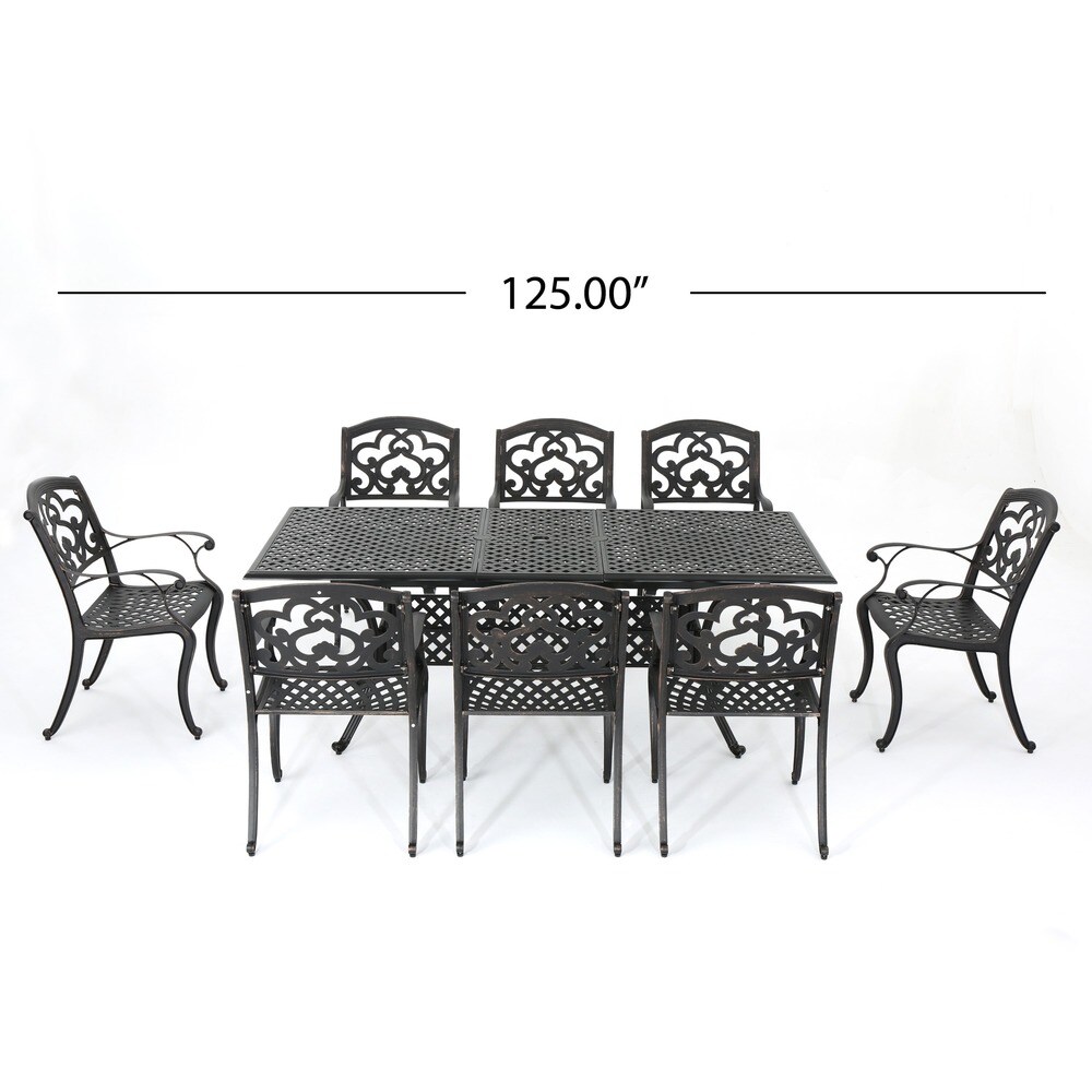 Abigal Outdoor Copper Cast Cast Aluminum Rustic Dining Set by Christopher Knight Home