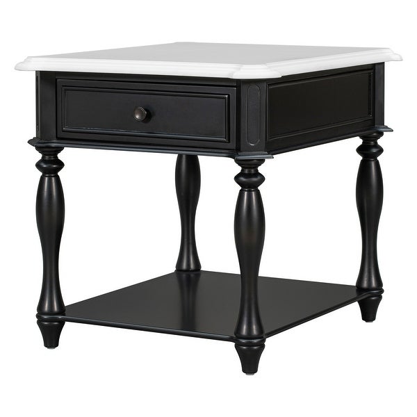 Classical Multifunctional End Table with Open Styled Shelf and Drawer