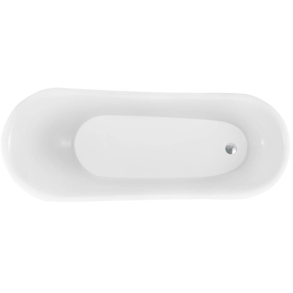 AKDY Clawfoot Bathtub - 69 in. Glossy White Acrylic Bathtub - Modern Flat Bottom Stand Alone Tub - Luxurious SPA Tub BT0216