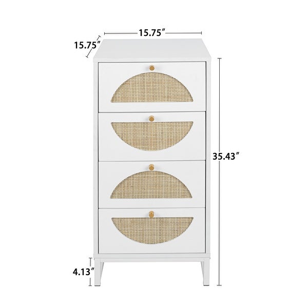 Natural rattan， 4 drawer cabinet， Suitable for living room， bedroom and study， Diversified storage