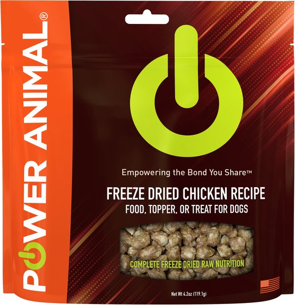 POWER Animal Chicken Recipe Freeze Dried Dog Food， 4.2-oz bag