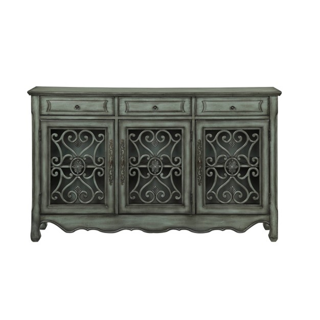 Mia 3 Drawer 3 Door Credenza Green Treasure Trove Accents