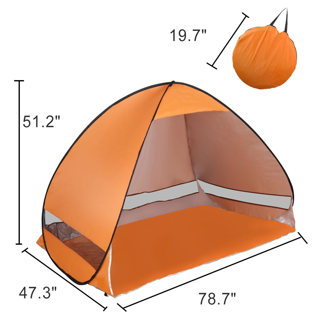 Unique BargainsPop Up Camping Automatic Tent Folding Sun Shelter Anti UV Portable Beach Orange