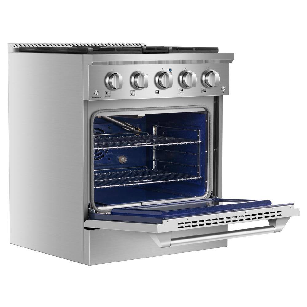 Empava 30 in. 4.2 cu. ft. Single Oven Gas Range with 4 Sealed Ultra High-Low Burners in Stainless Steel EMP-30GR07